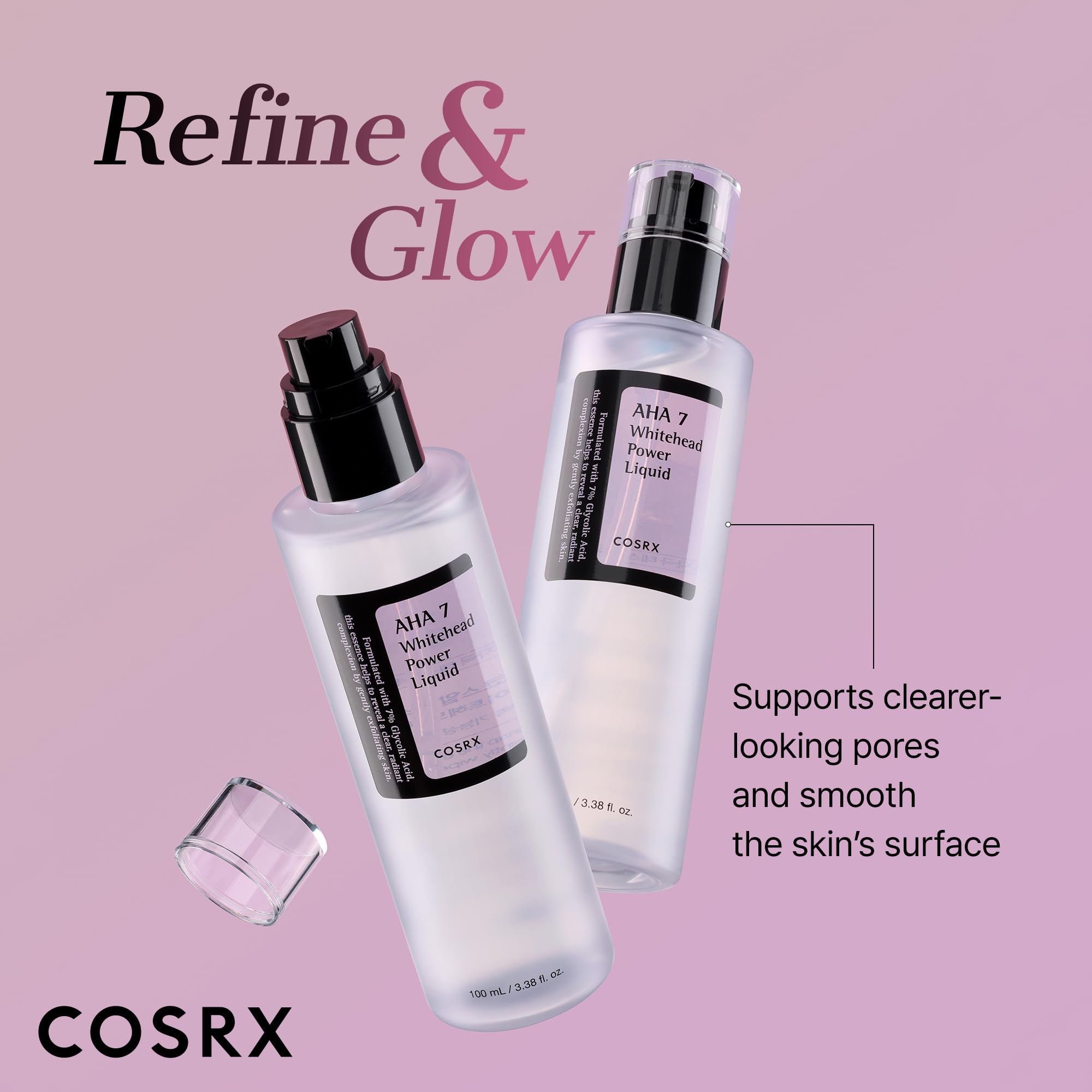 COSRX 3.38 fl oz bottle size comparison, helps visualize volume and value
