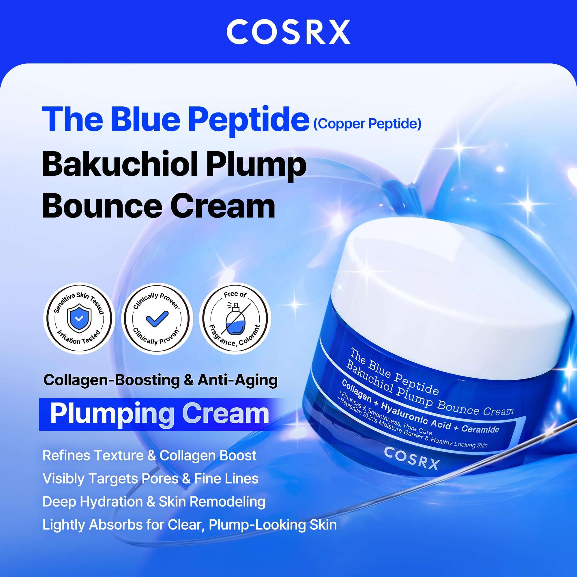 COSRX close-up of cream texture on fingertip, shows lightweight hydration benefit