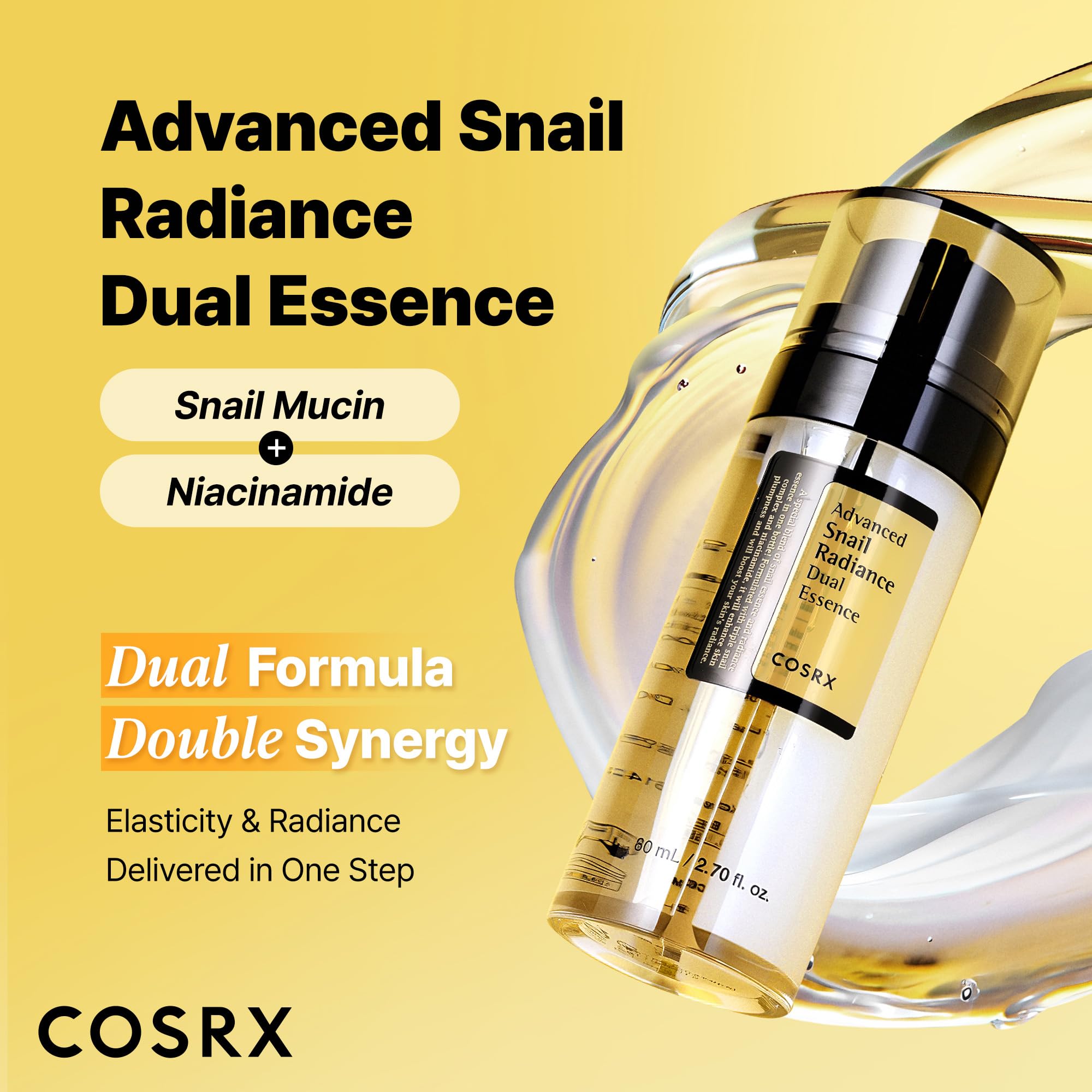 COSRX pump action dispensing both clear and cream essences together