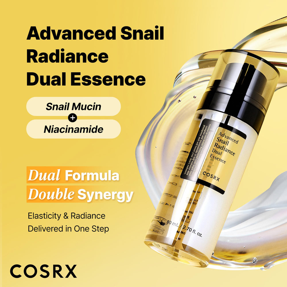COSRX pump action dispensing both clear and cream essences together