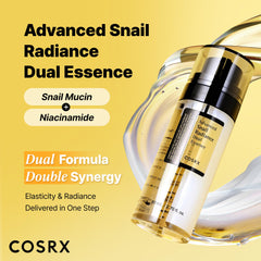 COSRX pump action dispensing both clear and cream essences together