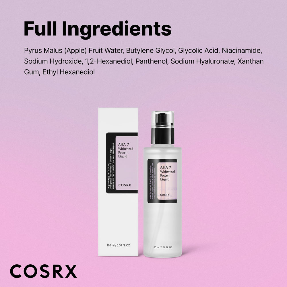 COSRX exfoliant placed with sunscreen on vanity, reminds to protect skin post-use