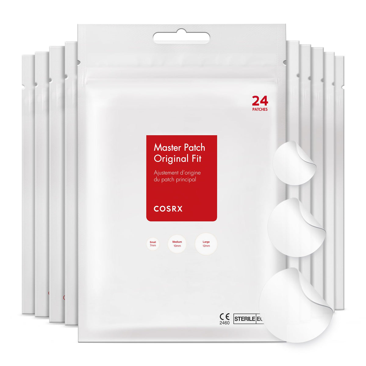 COSRX front packaging showing 240 hydrocolloid patches for fast spot protection