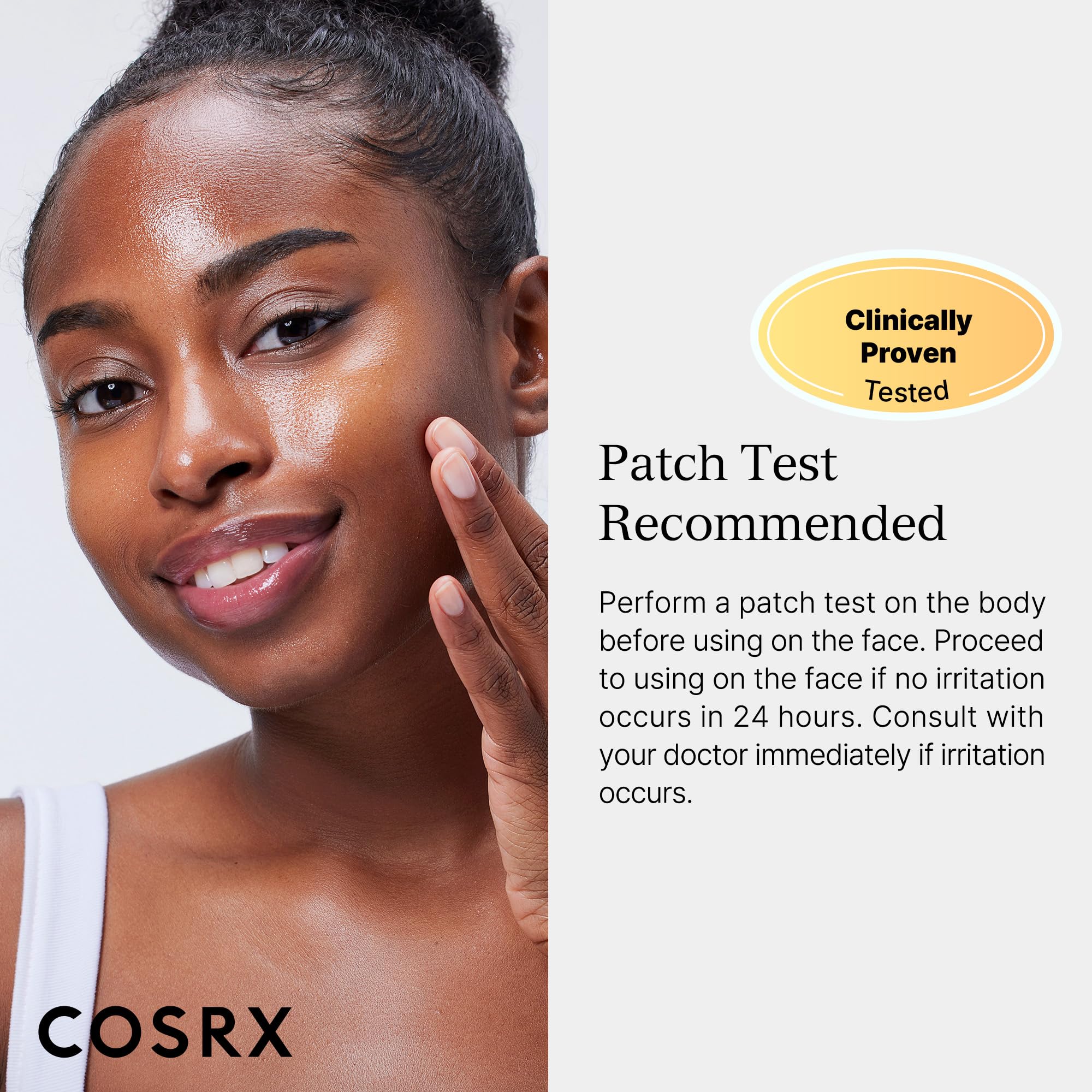COSRX ingredient label close-up highlighting snail mucin and hydrating actives
