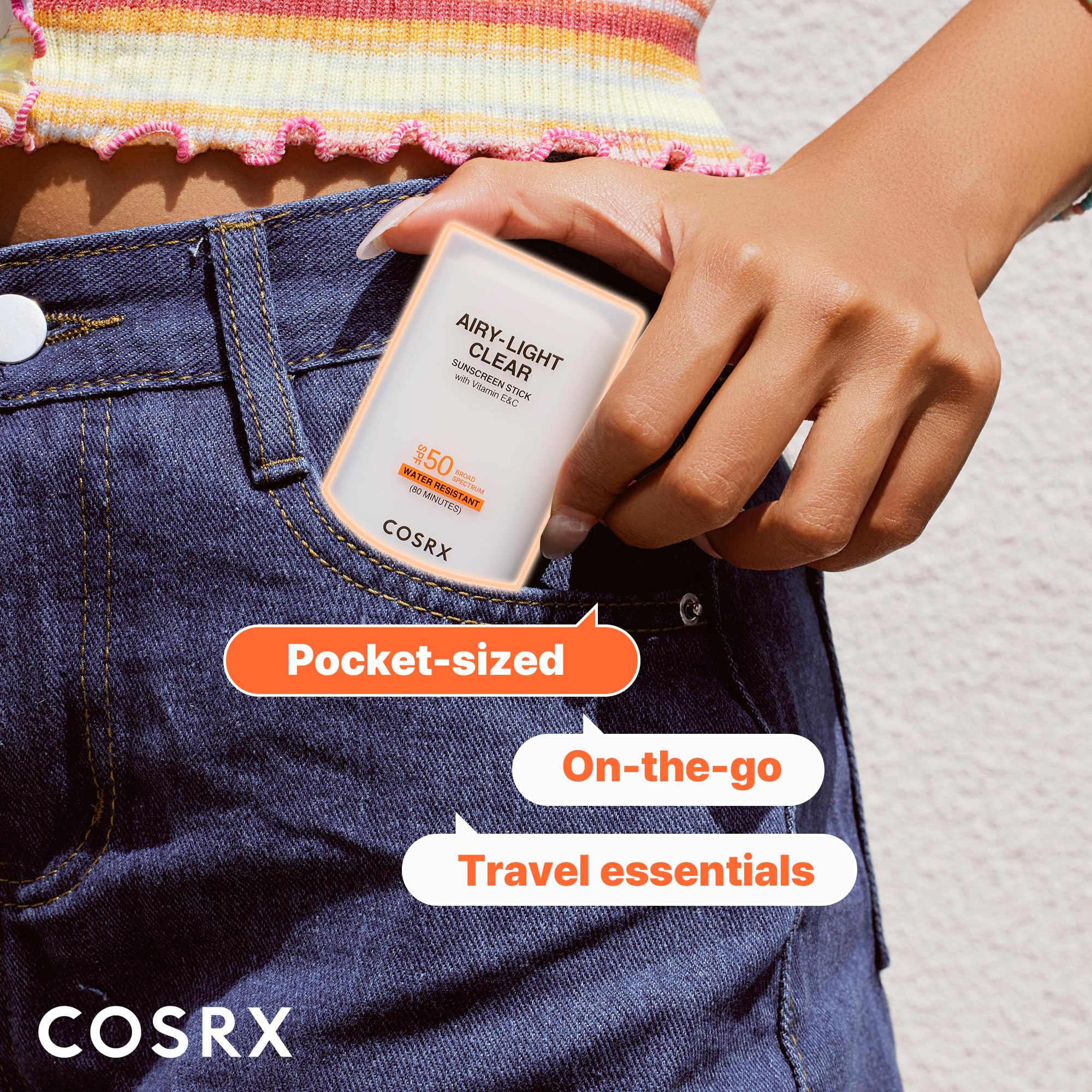 COSRX ingredients label closeup showing vitamins C and E benefits