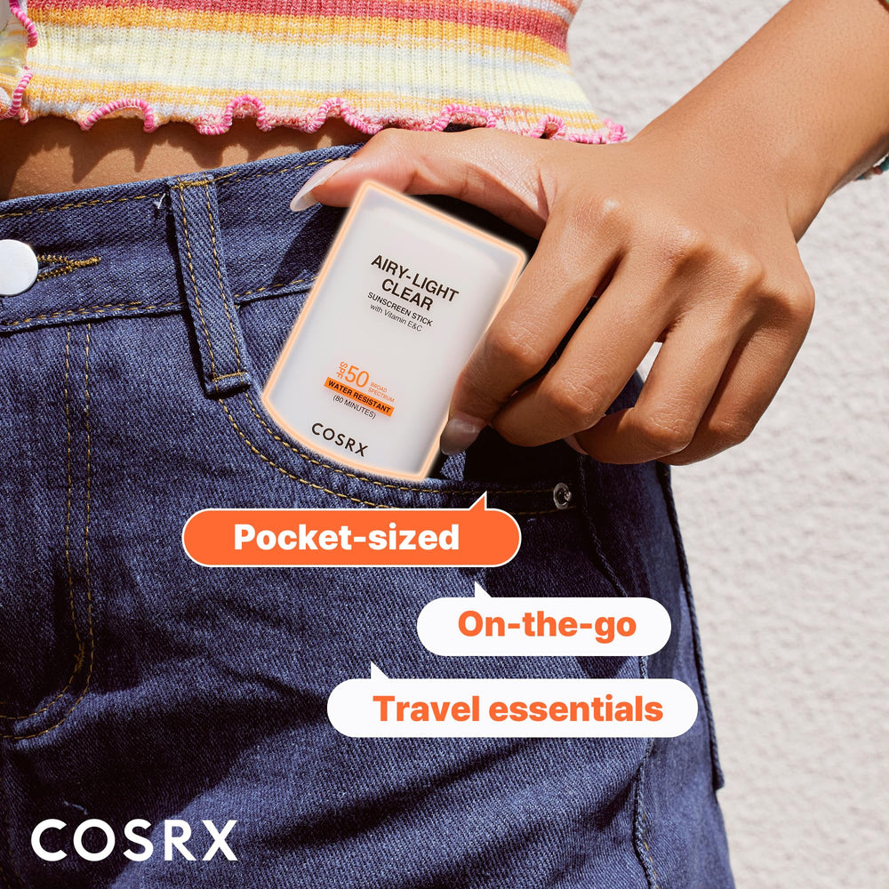 COSRX ingredients label closeup showing vitamins C and E benefits