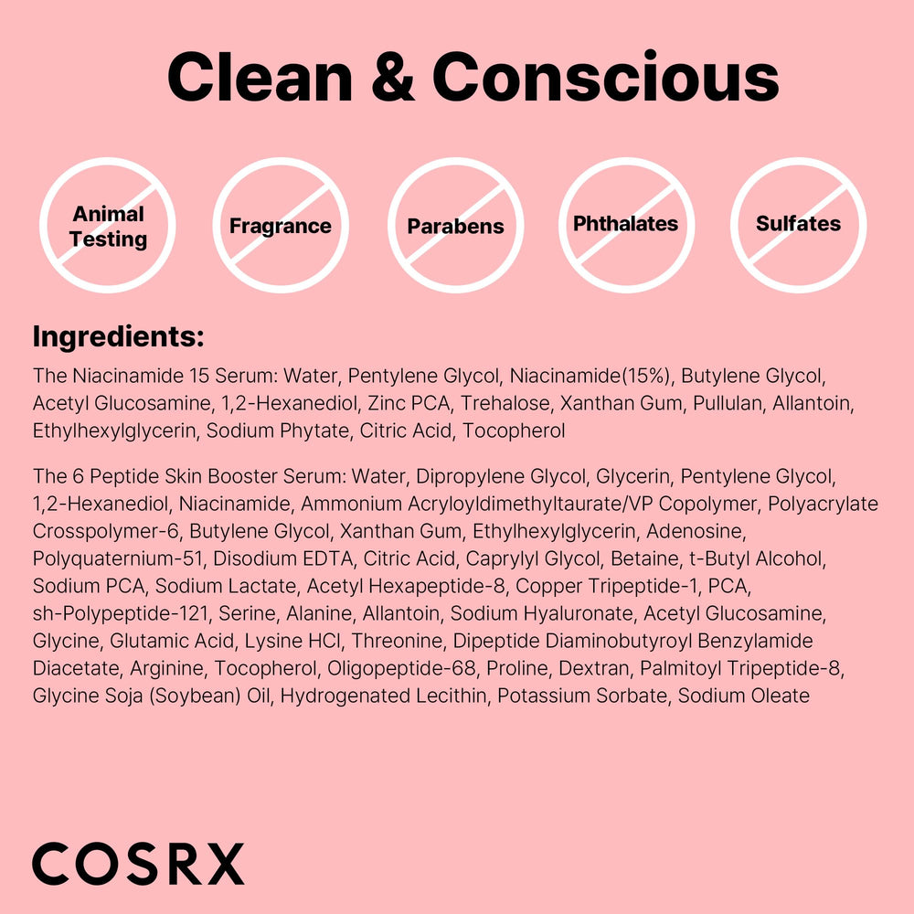 COSRX label close-up showing key ingredients and transparency benefit