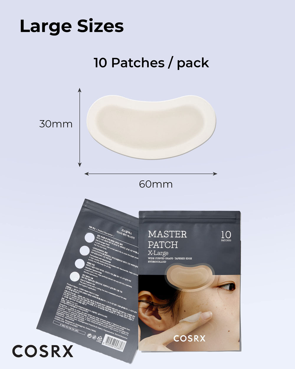 COSRX patch applied along jawline demonstrating secure adhesion and comfort