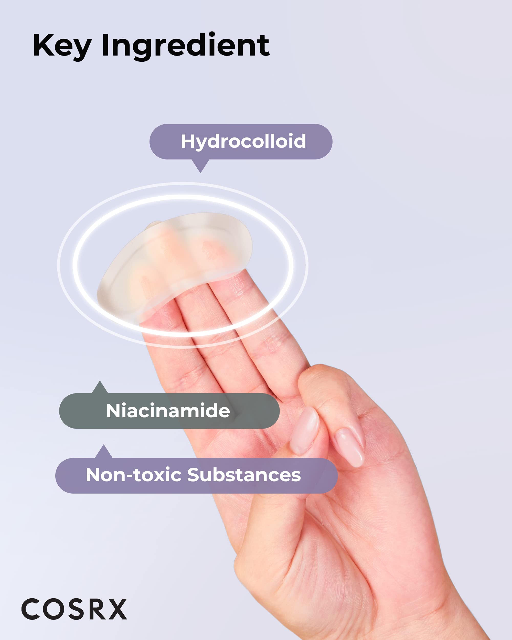 COSRX patch worn overnight on cheek illustrating low-profile, all-night coverage