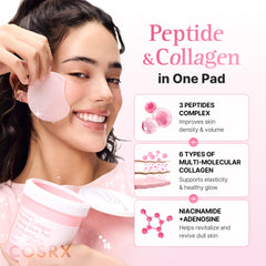 COSRX pad saturated with pink essence showing hydrating benefit