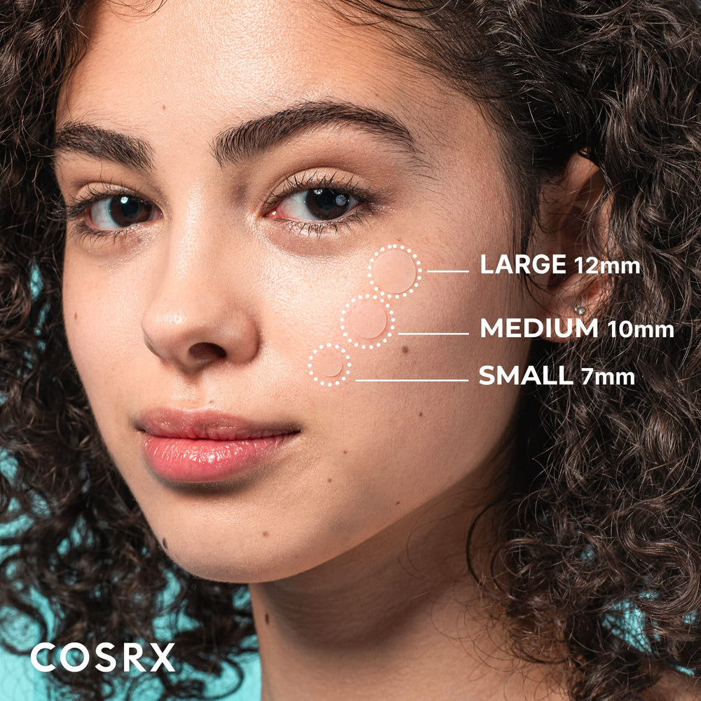COSRX patch applied on cheek protecting blemish and preventing picking