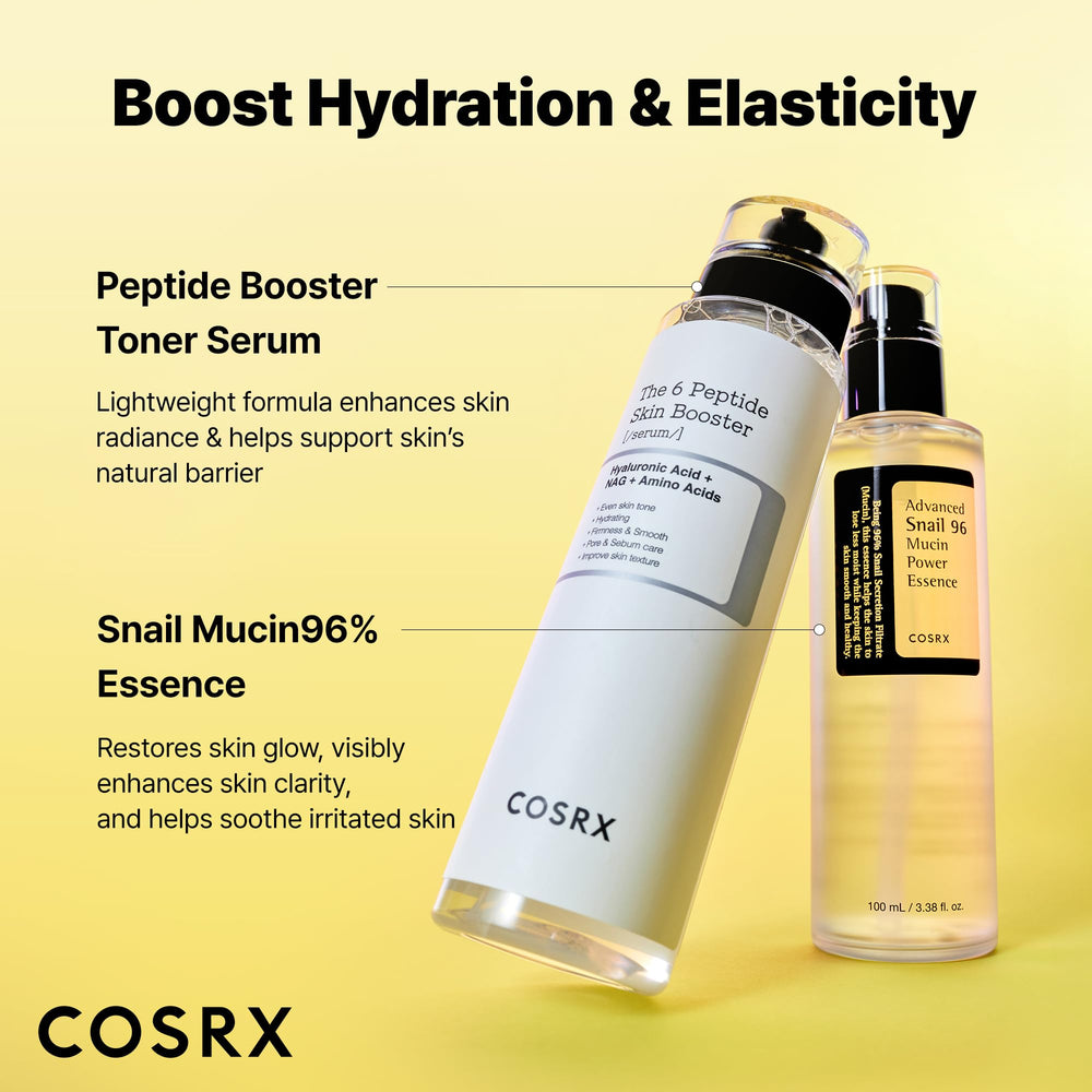 COSRX showing product pumps dispensing serum to demonstrate easy application and controlled dosing benefit