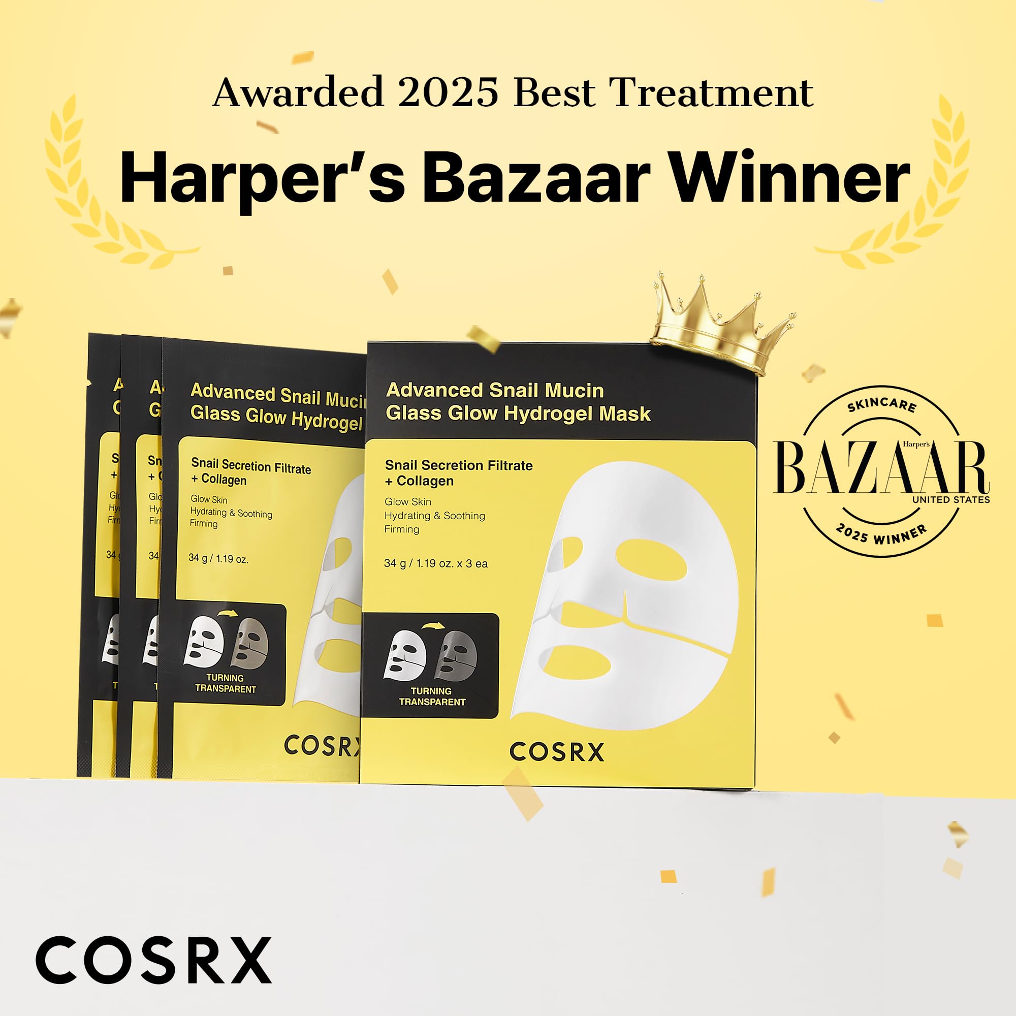 COSRX single hydrogel mask flat on surface showing fit and coverage