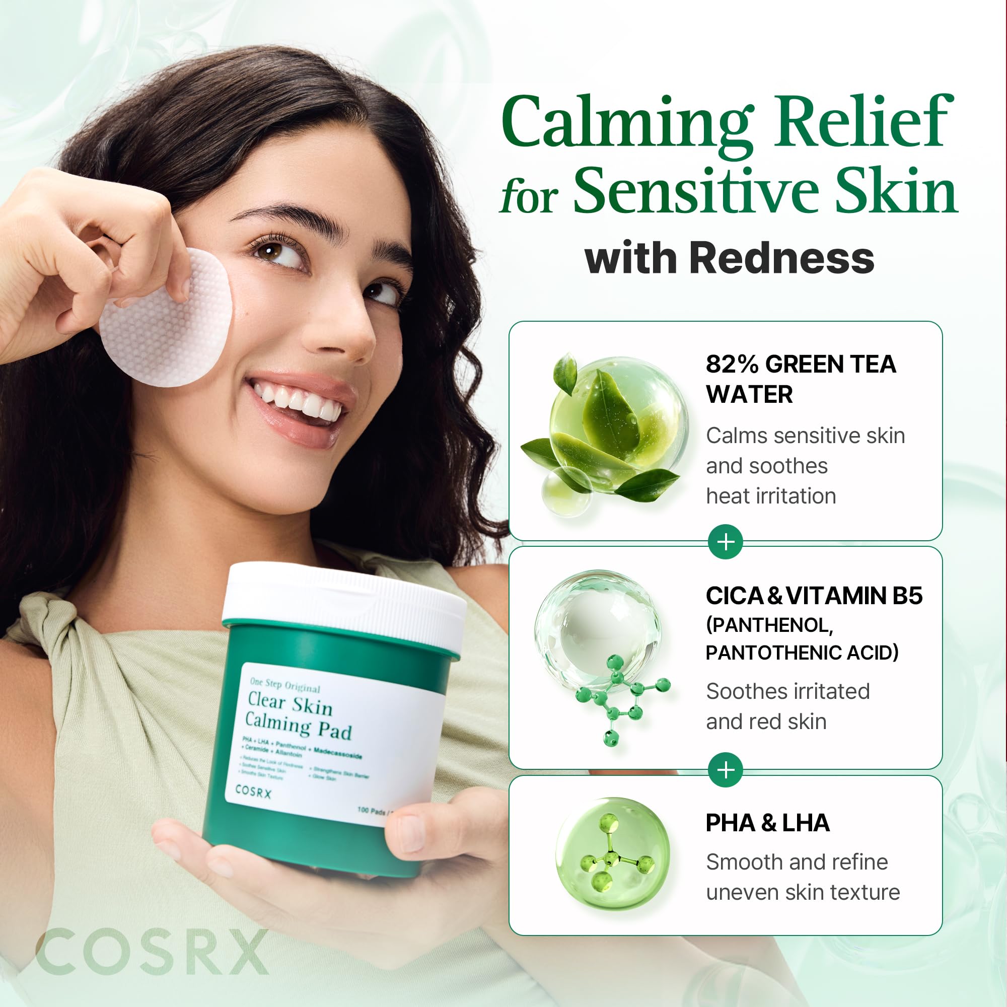 COSRX smooth pad side pressed to skin providing instant hydration