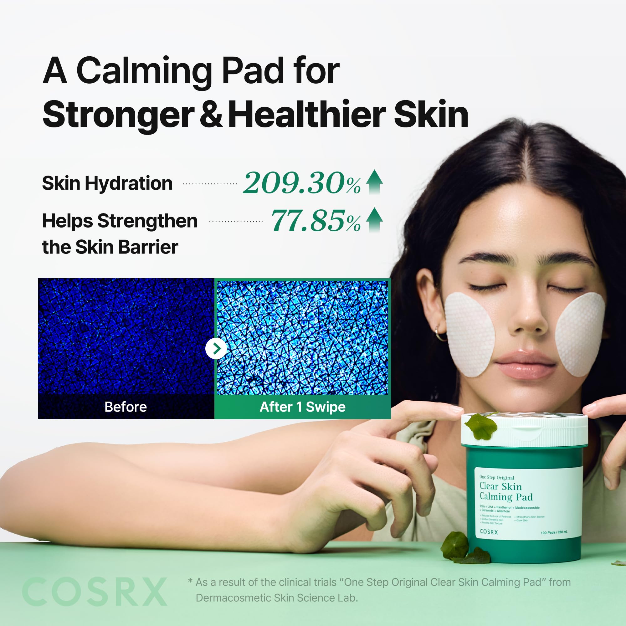 COSRX open tub with stacked pads highlighting travel-friendly design
