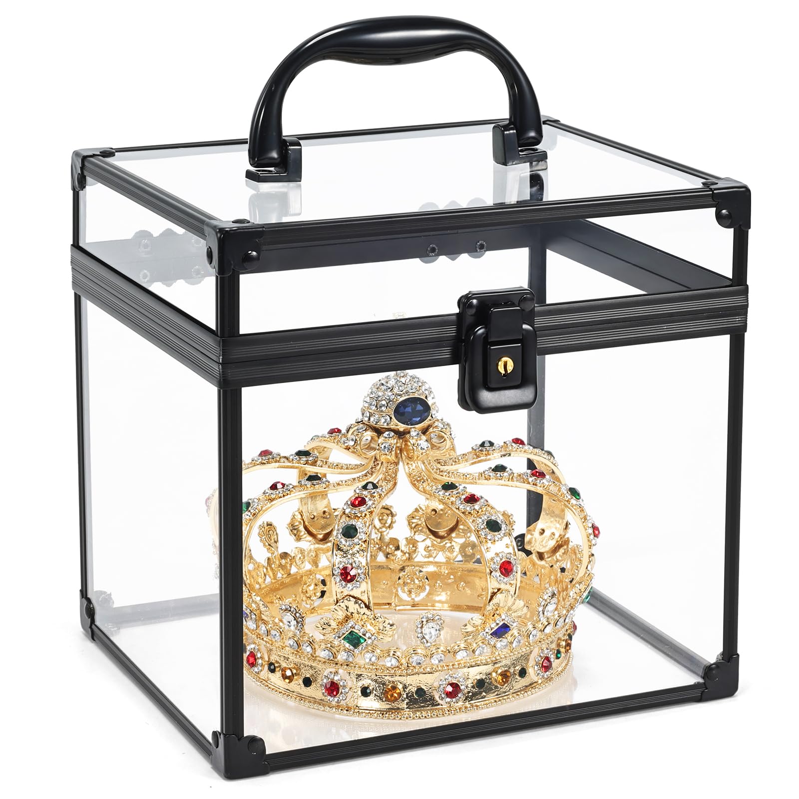 Costravio front view showing clear case and organized cosmetics for instant visibility