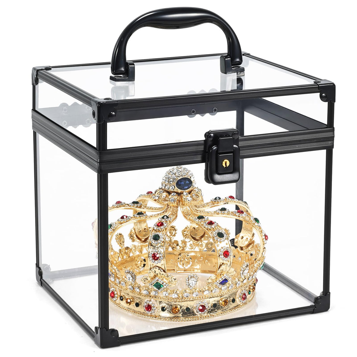 Costravio front view showing clear case and organized cosmetics for instant visibility