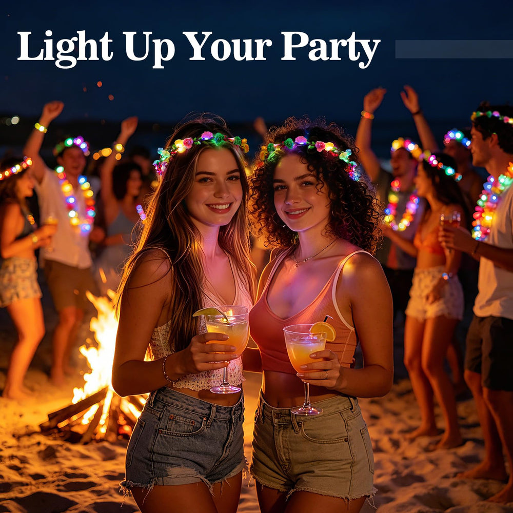 Cosweet crown worn at night outdoors, demonstrates visible glow for events