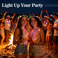Cosweet crown worn at night outdoors, demonstrates visible glow for events