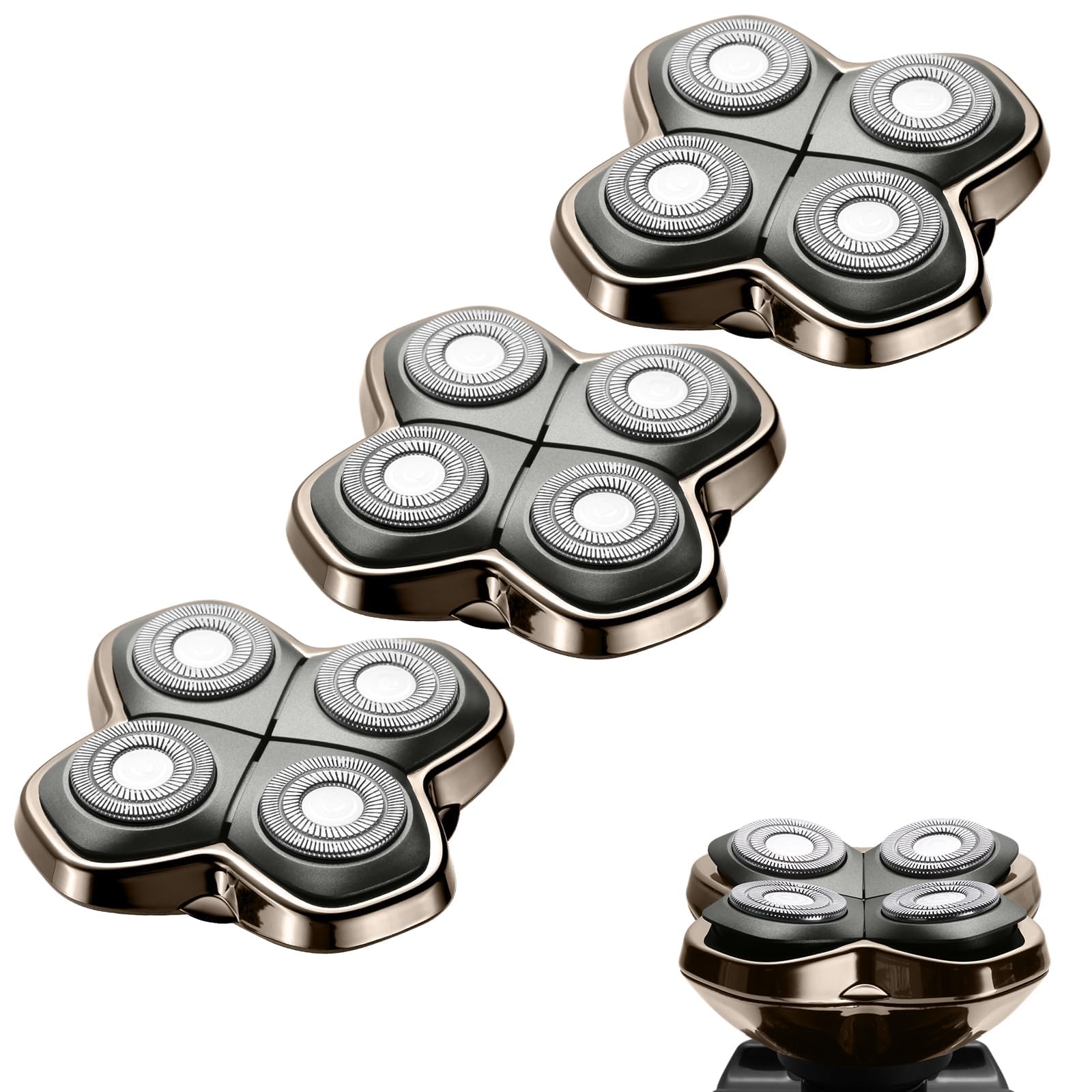 COSYONALL front view of three PRO 4 replacement heads showing design and fit benefit