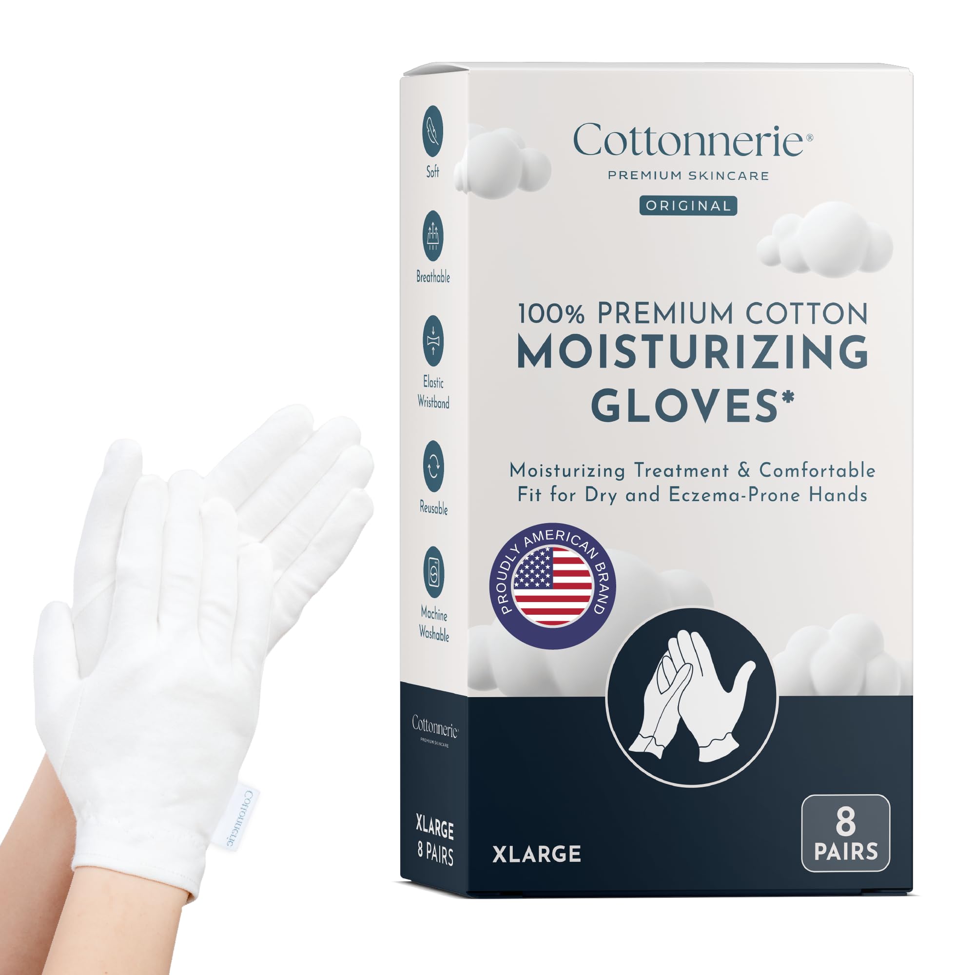 COTTONNERIE front packaging showing eight pairs, breathable cotton, overnight comfort