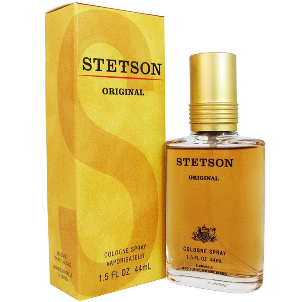 Coty Stetson front bottle view showing compact 1.5 oz design and easy spray