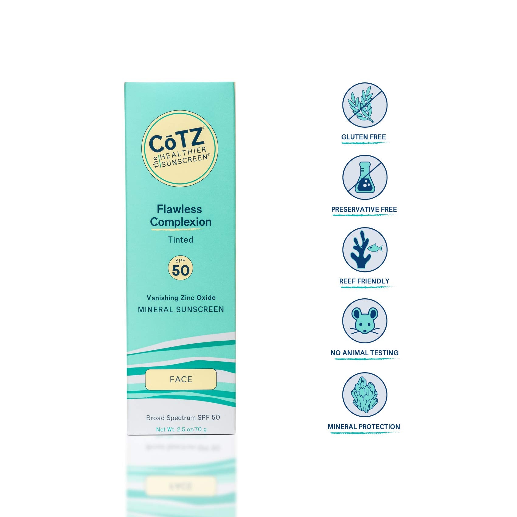 CoTZ label highlighting 20% zinc oxide for mineral protection