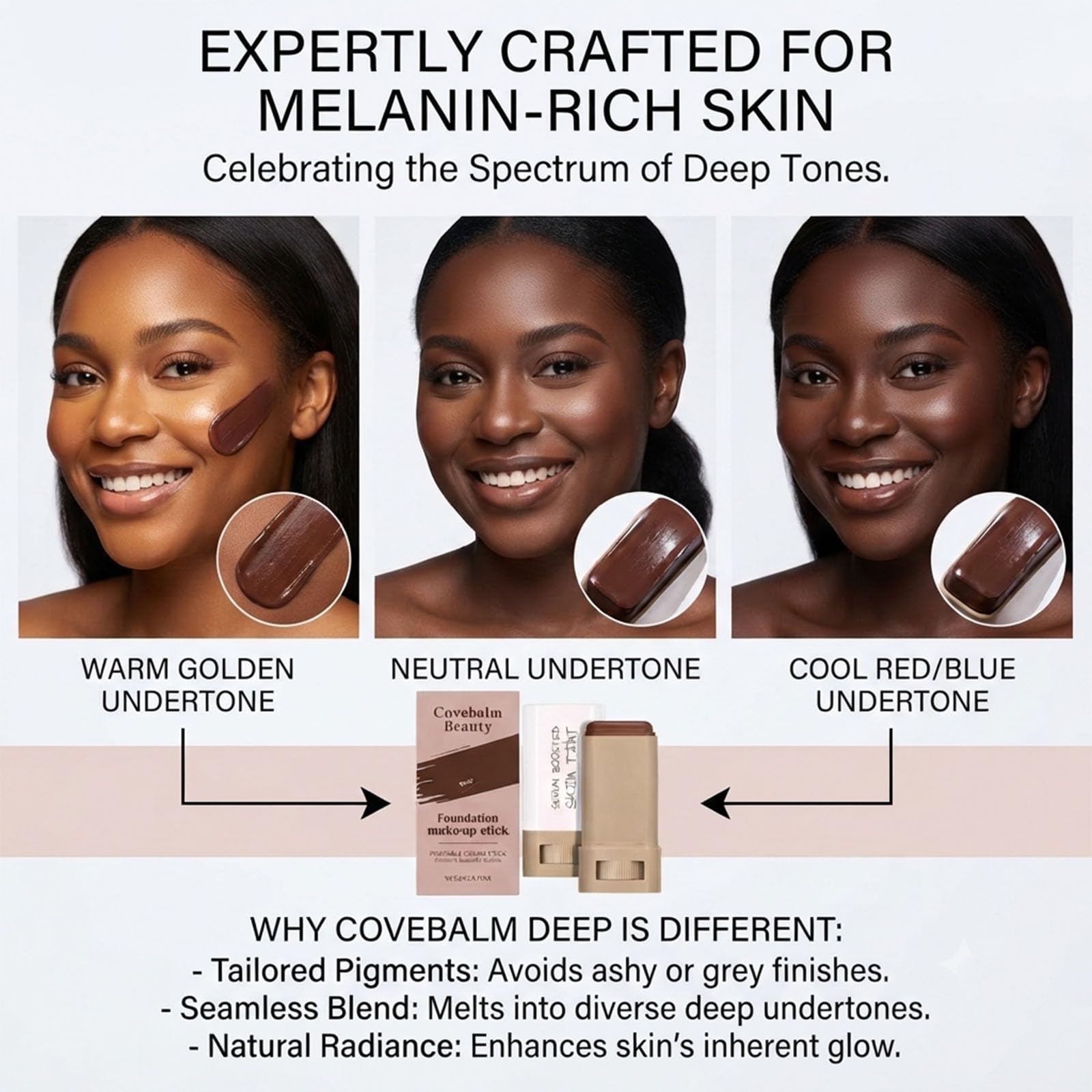 Covebalm Beauty application with fingers demonstrating quick, even coverage