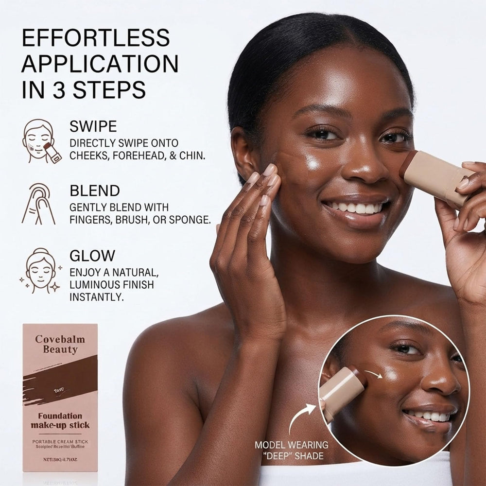 Covebalm Beauty swatch on arm deep shade illustrating true-to-tone match