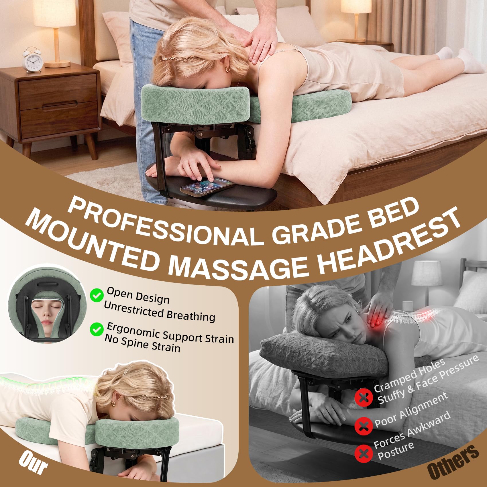 COVECO memory foam face cradle detail providing even head support benefit