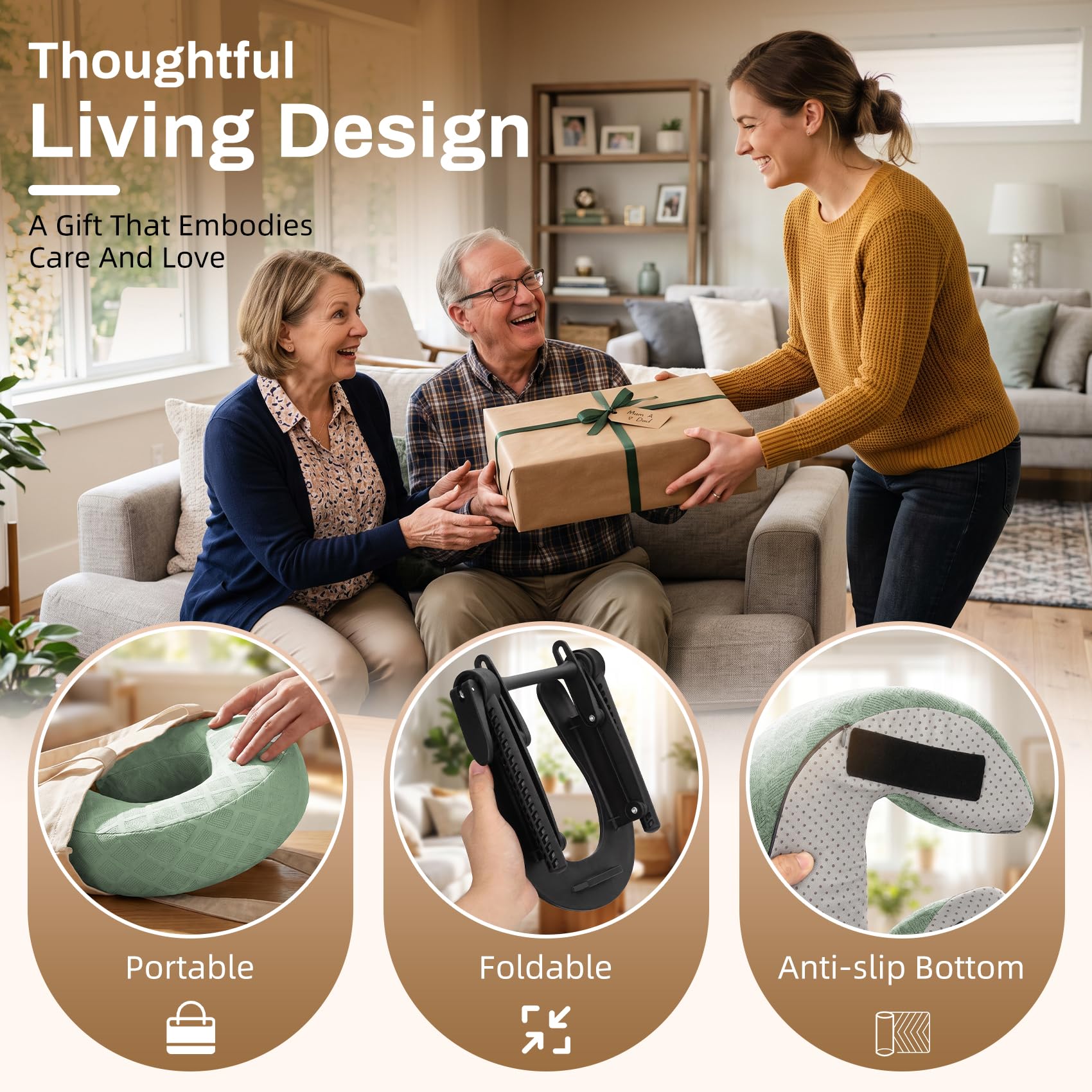 COVECO label showing waterproof PU leather and hypoallergenic benefit