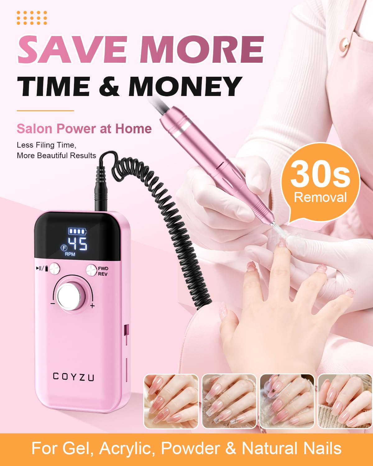 COYZU close-up of ergonomic handpiece highlighting comfortable grip and control