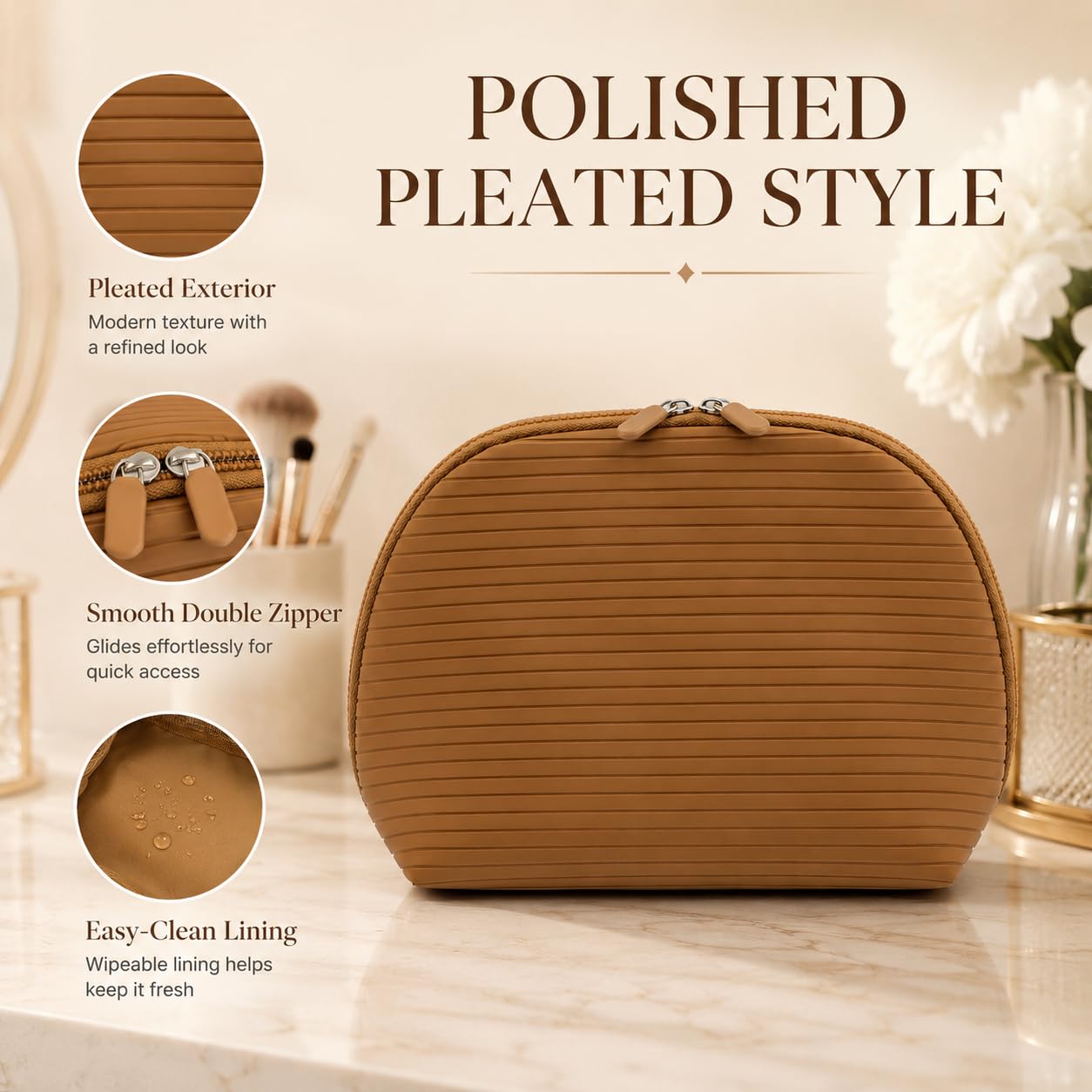 Cozomga water-resistant PU exterior close-up shedding spills for easy cleaning