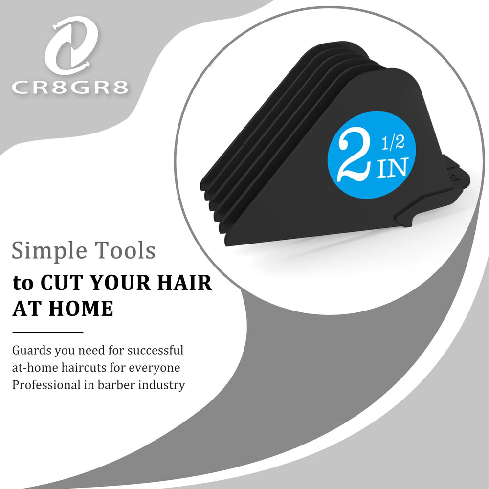 CR8GR8 guards laid side-by-side showing length options for versatile styling benefit