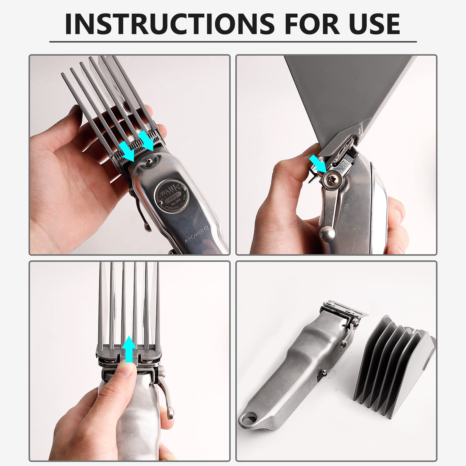 CR8GR8 guard installed on a Wahl clipper for reliable guided cuts