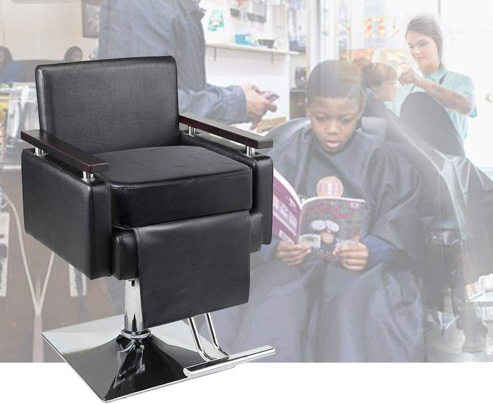 Crablux booster seat placed on salon chair improving stylist access and protection