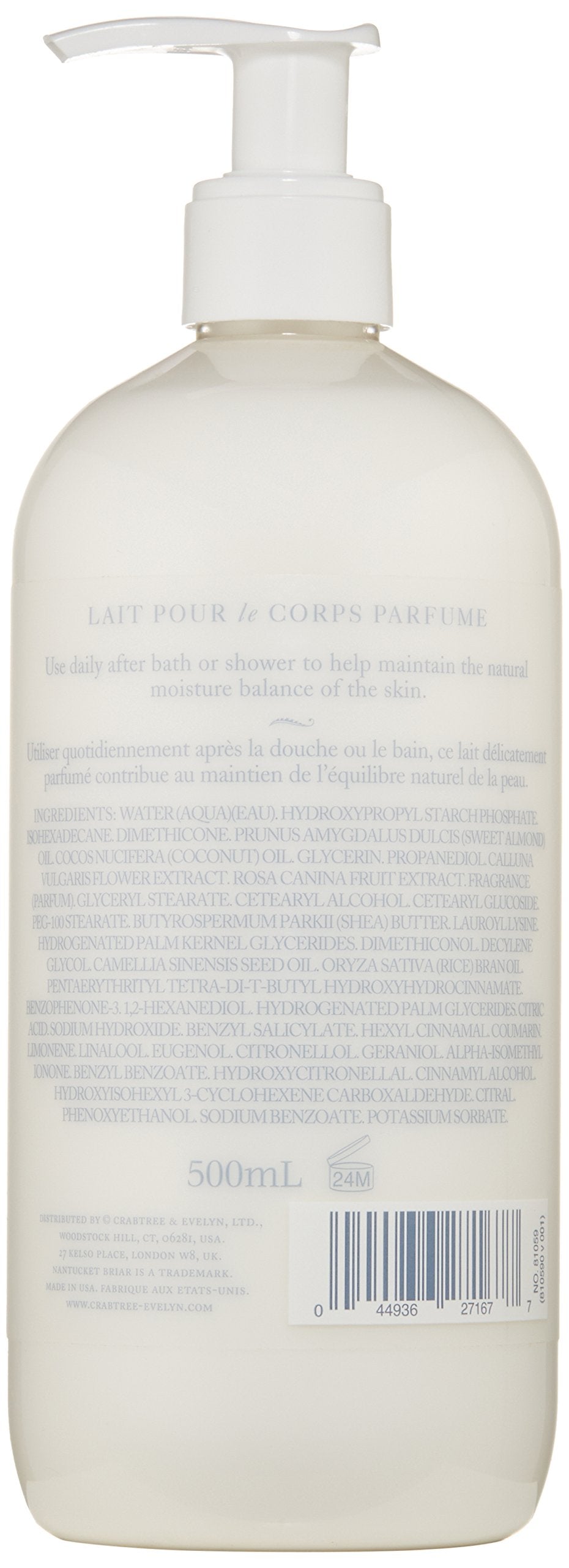 Crabtree & Evelyn lotion being dispensed, lightweight texture absorbs quickly for soft skin