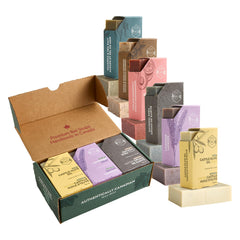 Crate 61 Organics front packaging showing six eco-friendly bars and branding benefits