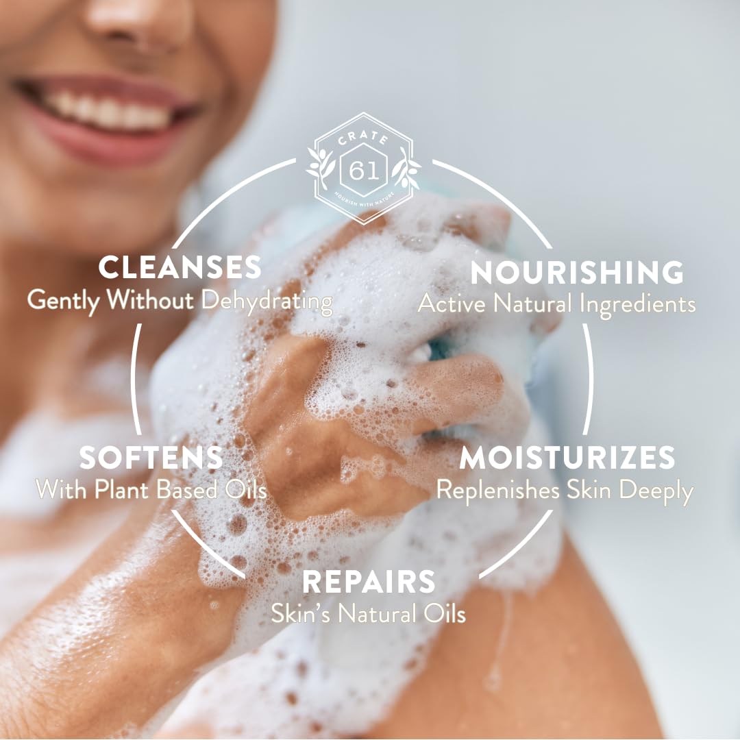 Crate 61 Organics creamy lather texture highlighting rich foam for soft skin