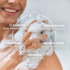 Crate 61 Organics creamy lather texture highlighting rich foam for soft skin