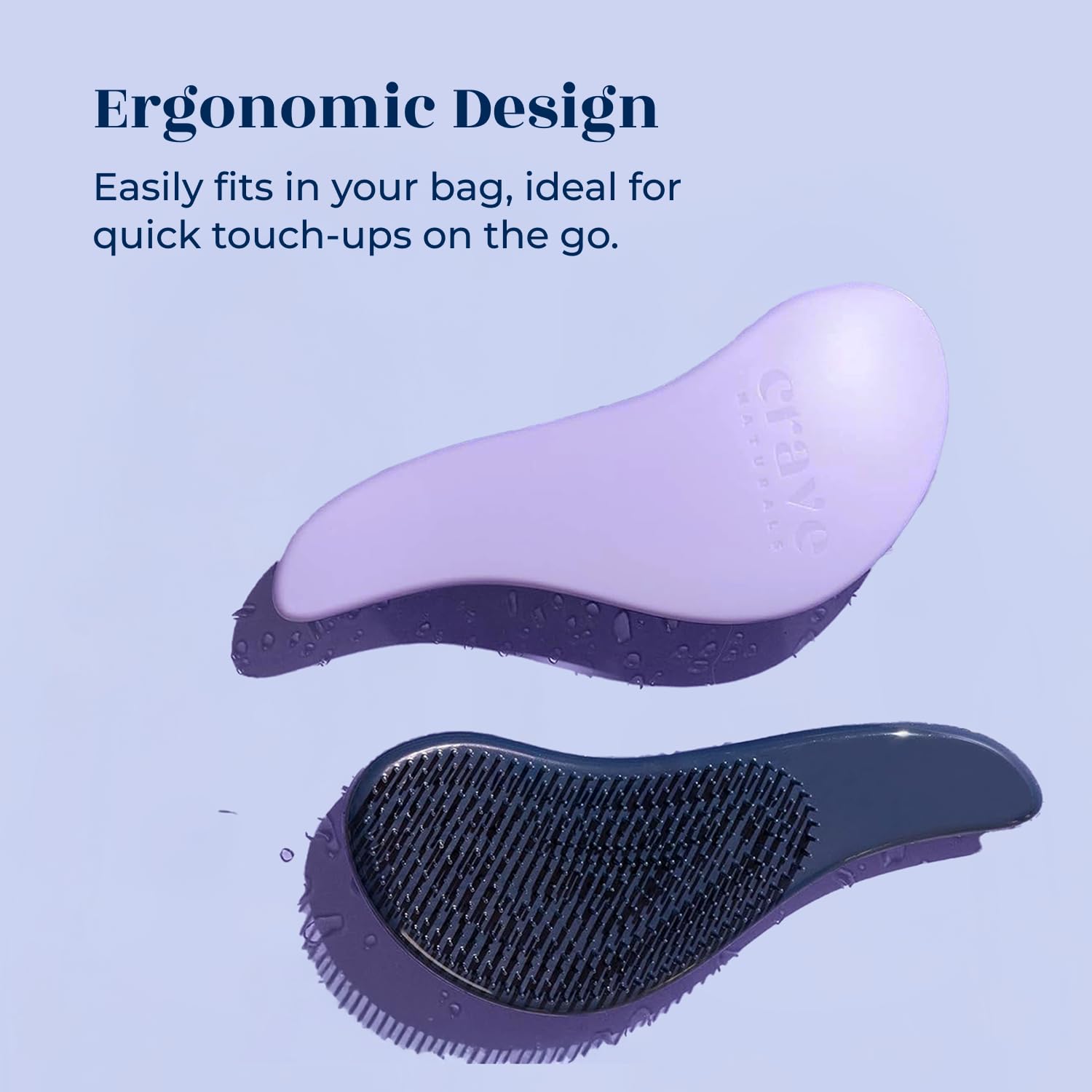 Crave Naturals brush detangling wet hair smoothly, demonstrating gentle knot removal