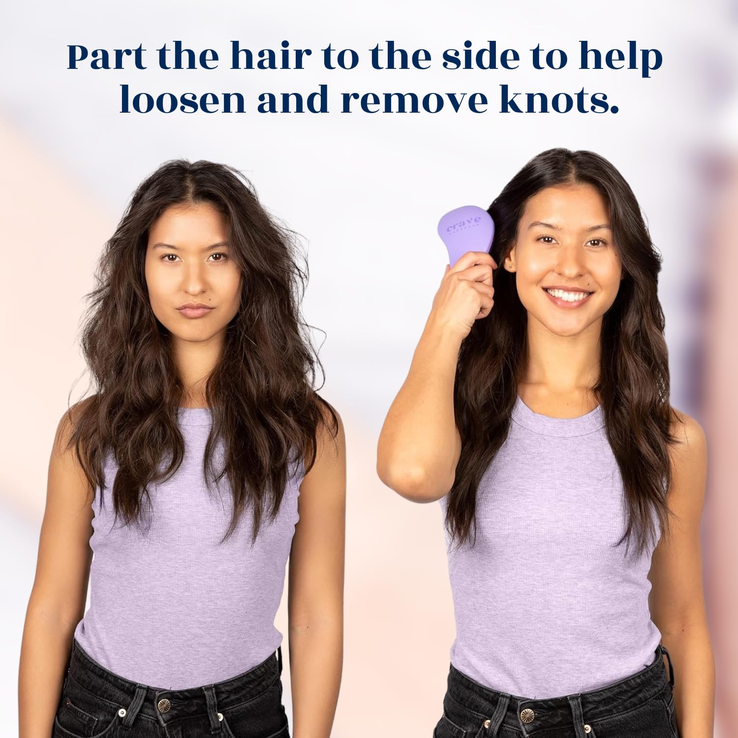 Crave Naturals two brushes side-by-side showing color details and durable construction benefit