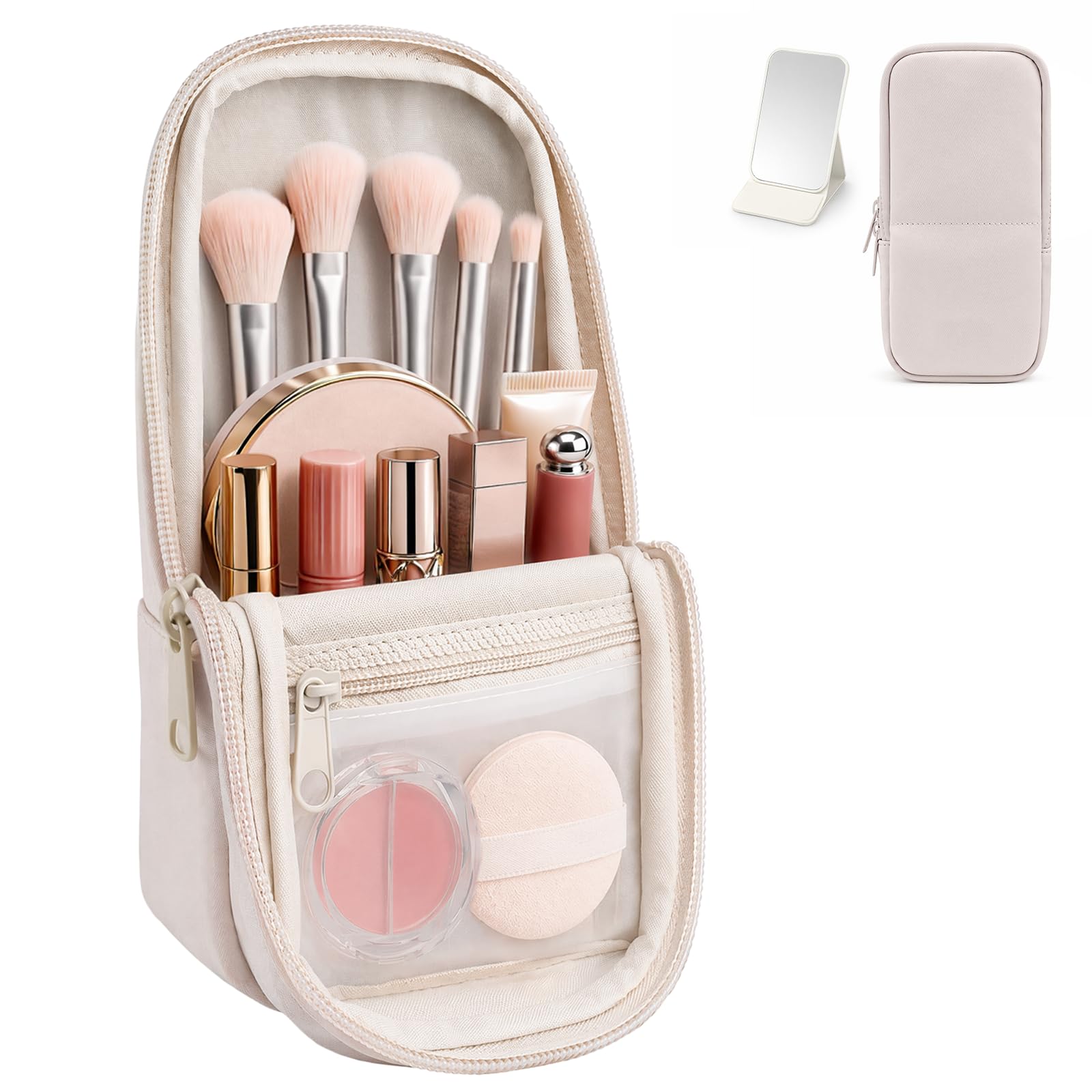 crawing front exterior showing standup bag and neat profile benefit: compact storage
