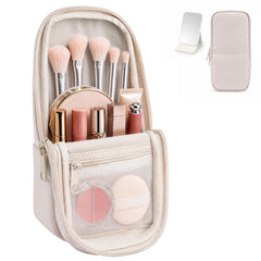 crawing front exterior showing standup bag and neat profile benefit: compact storage