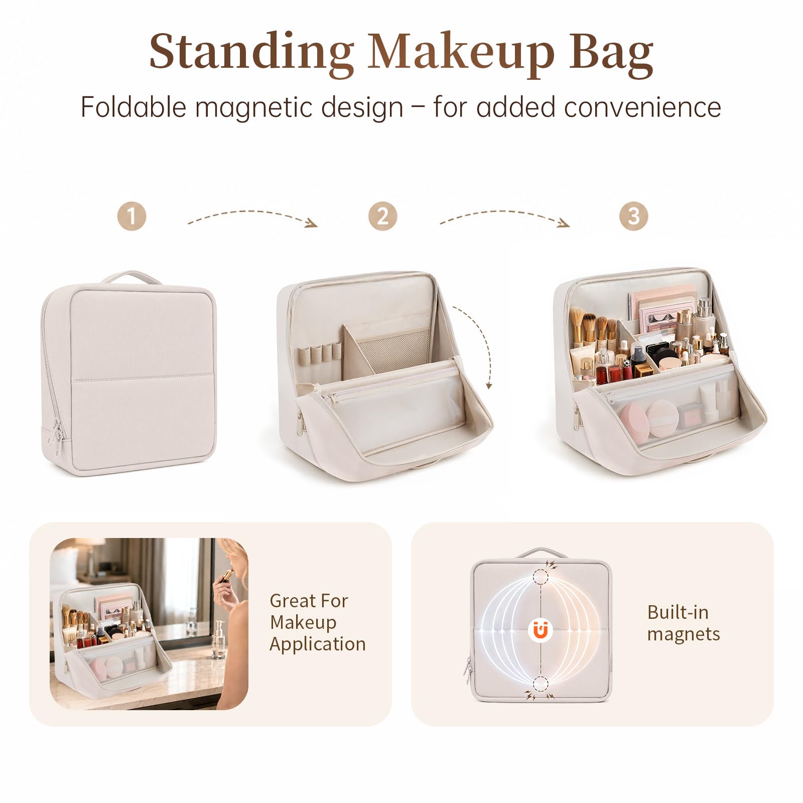 crawing top handle and double zipper for easy carry and fast opening benefit