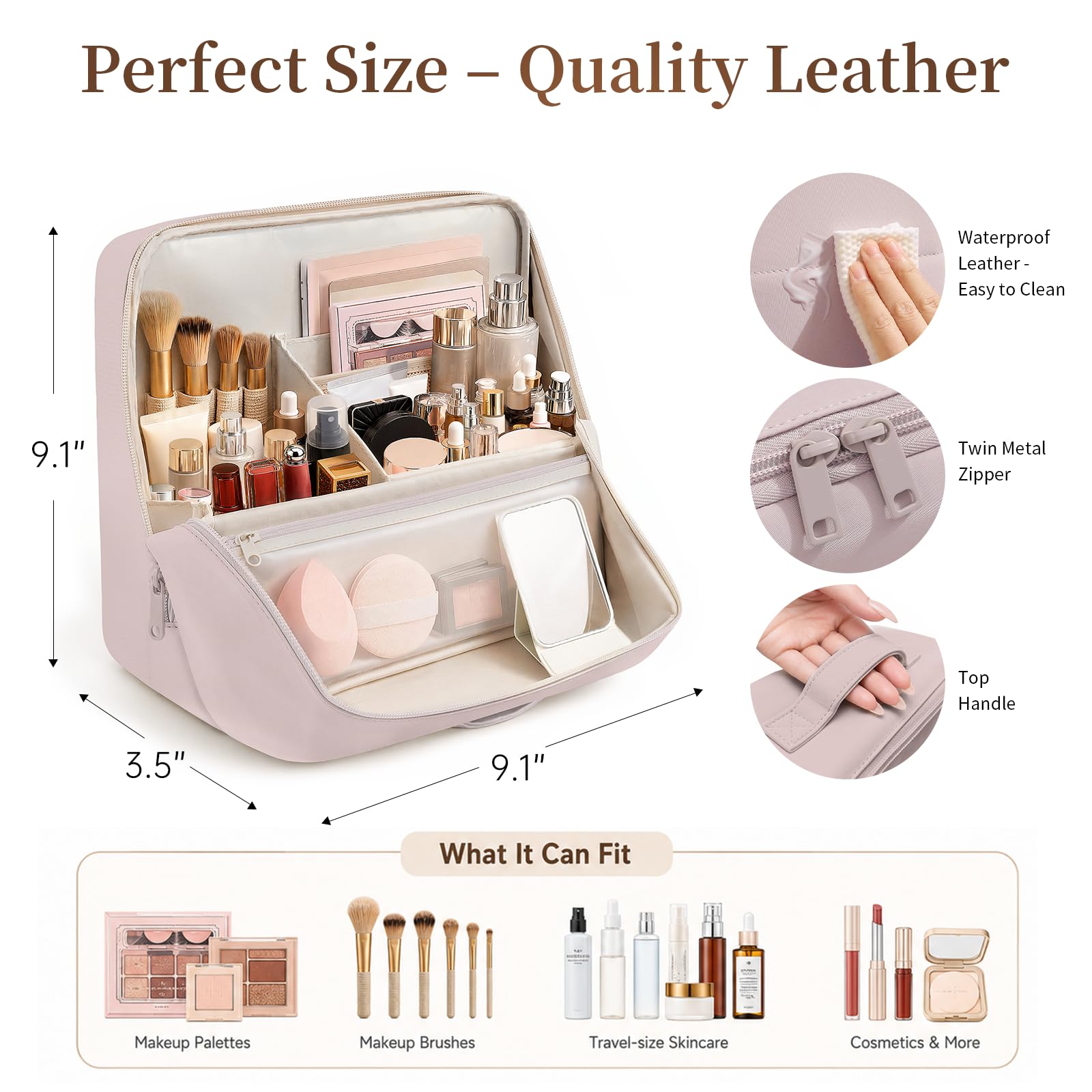 crawing interior compartments and brush slots keep tools separated