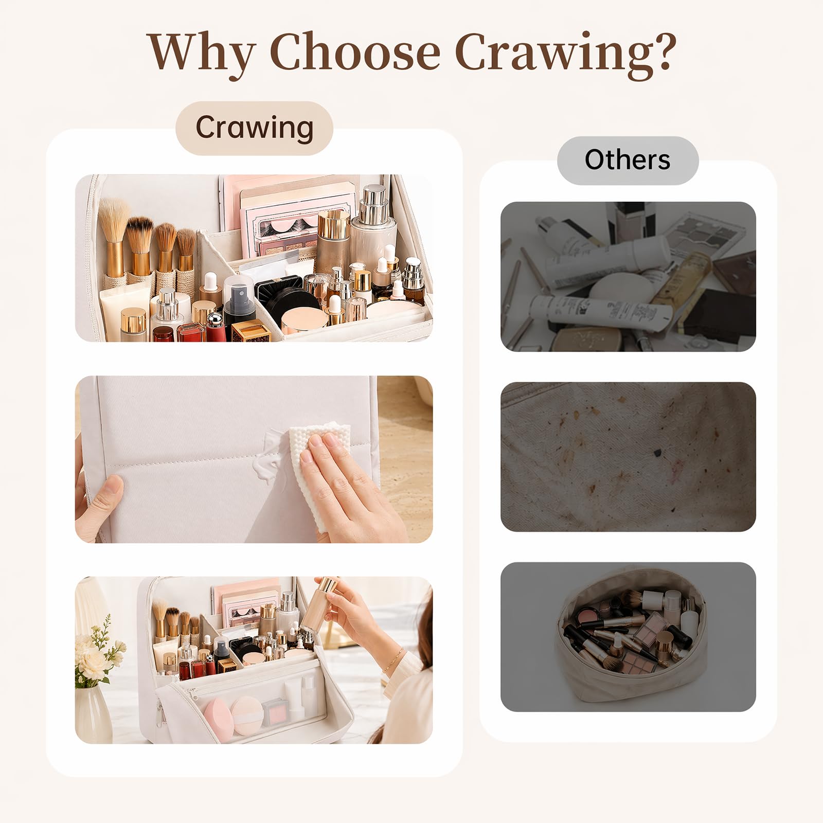 crawing lifestyle vanity display demonstrating tidy organization at home benefit