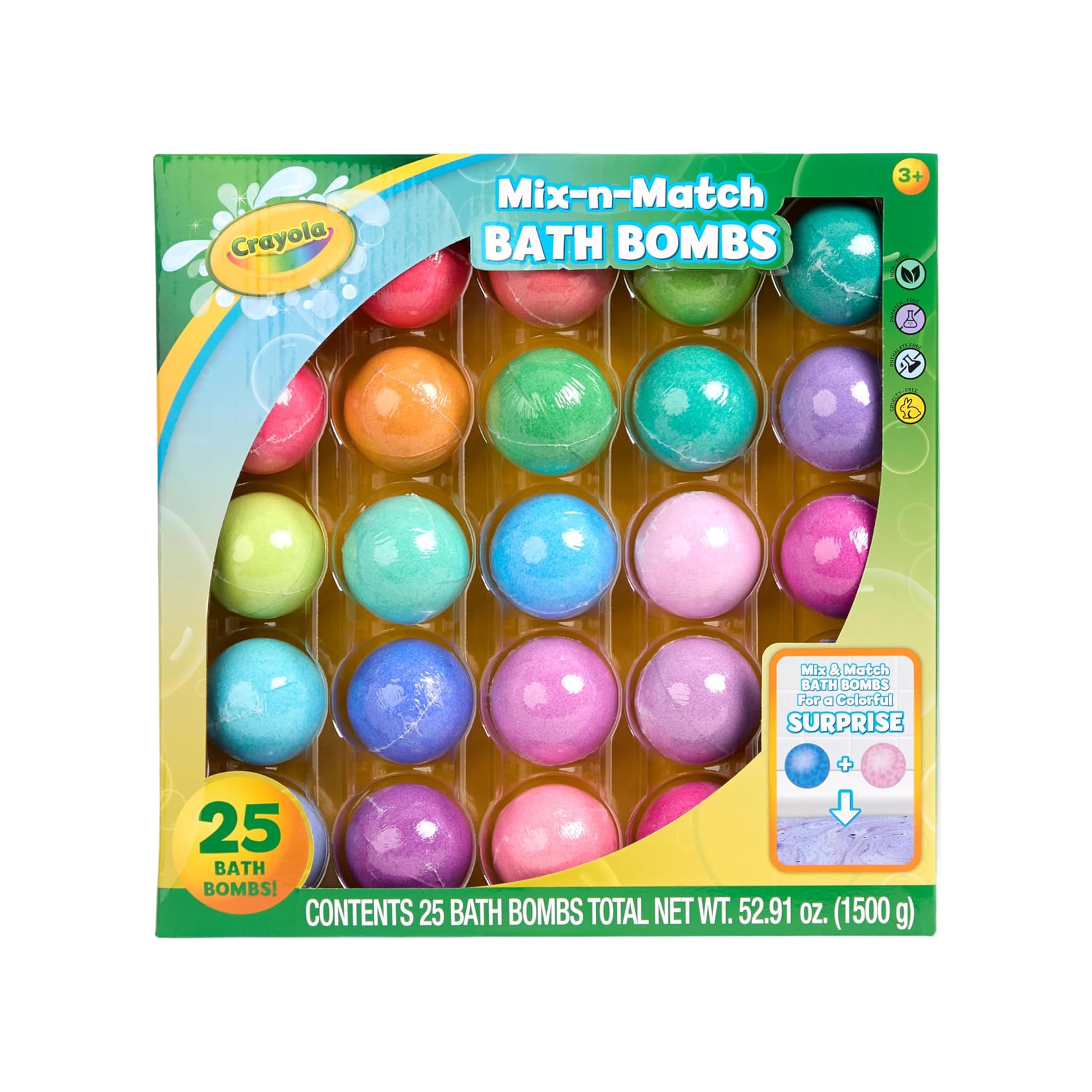 Crayola front packaging showing vibrant 25-piece set and value