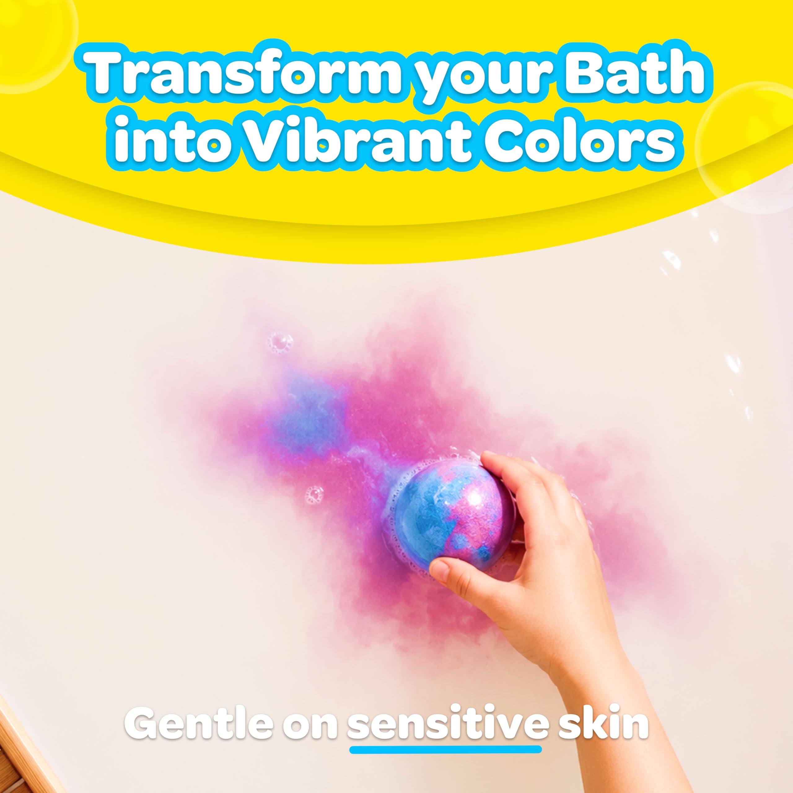 Crayola bath bomb in hand showing large size and easy handling