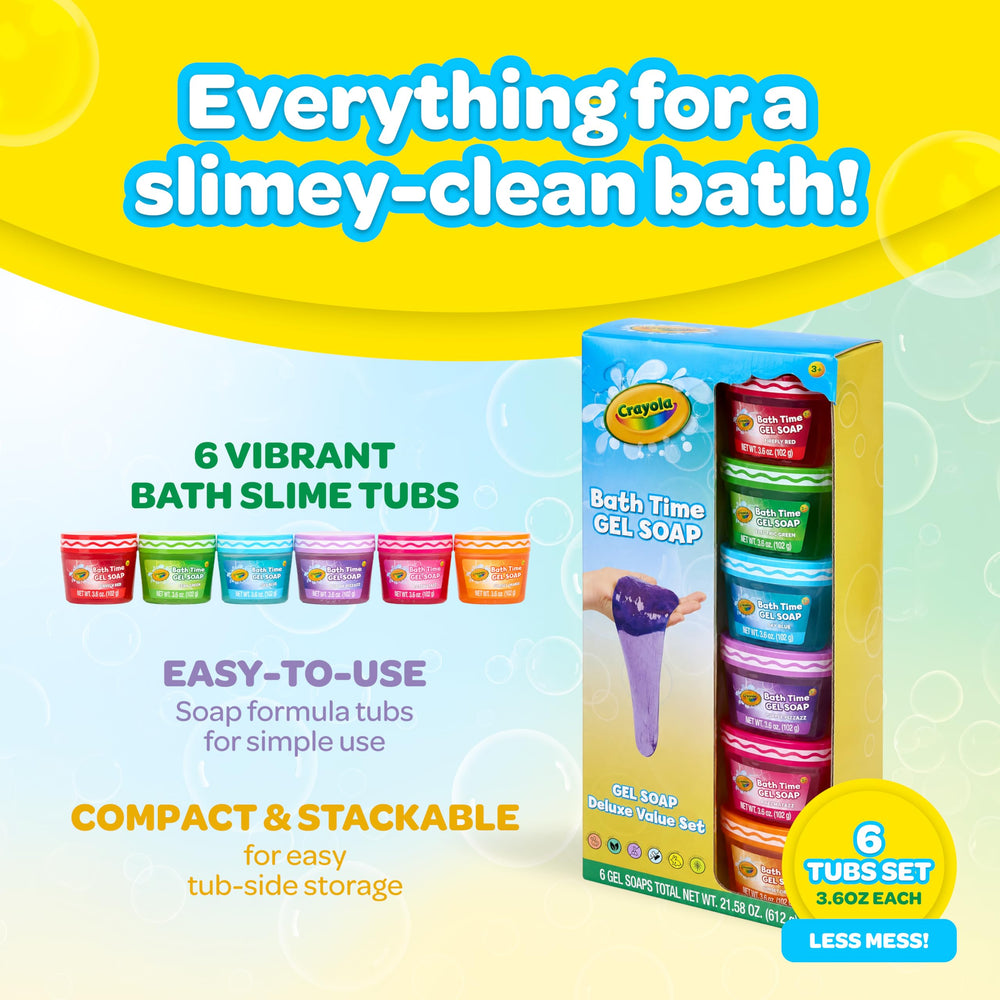 Crayola open tubs showing individual colors and easy-to-grab lids for fun